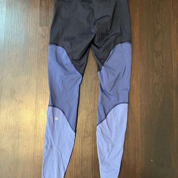 Lululemon blue color block mixed material leggings size 6 - Picture 7 of 7